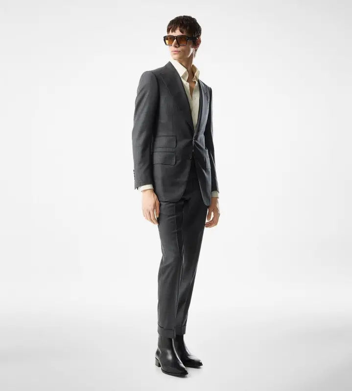 GRAND OVERCHECK SHELTON SUIT DARK GREY online